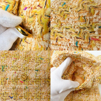 Chanel Tailored Jacket 38 Wool Nylon Acrylic Orange Multicolor Tweed Apparel