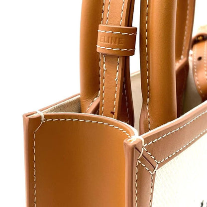 Celine Printed Canvas MINI Cabas Vertical Leather X Canvas Off White X Light