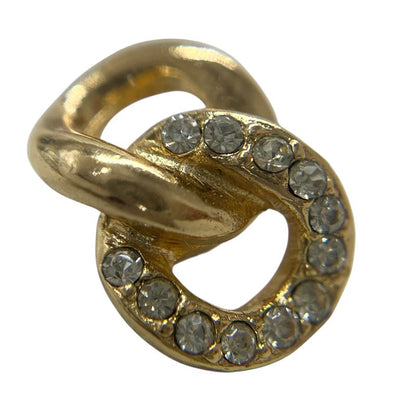 Christian DIOR Earrings Gold Plated Rhinestone Gold