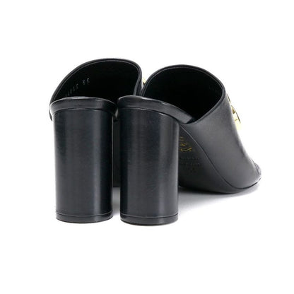 Balenciaga Sandals Size 35 BB Logo High Heel Cylinder Heel Leather Shoes