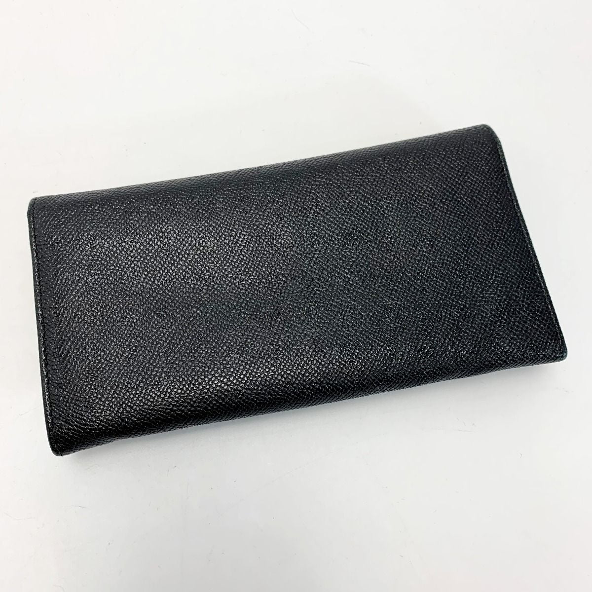 Bvlgari Leather Logo Clip Black Bifold Long Wallet Ladies