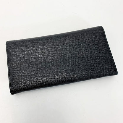 Bvlgari Leather Logo Clip Black Bifold Long Wallet Ladies