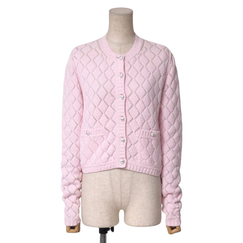 2023Chanel Knitwear Size 34 Long Sleeves Cardigan CC Logo Coco Mark Buttons