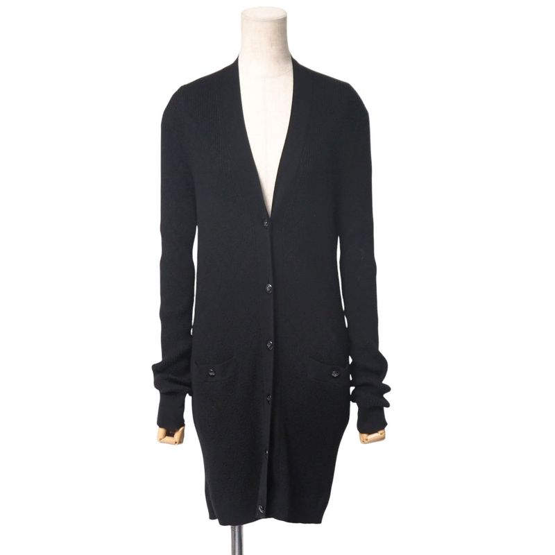 Chanel Knitwear Size 38 Long Knit Cardigan P45654 CC Coco Mark Logo Button