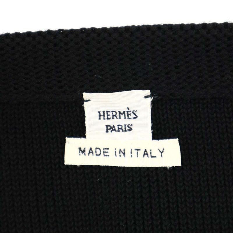 Hermes Jacquard Knit Bolero Cardigan Black 40