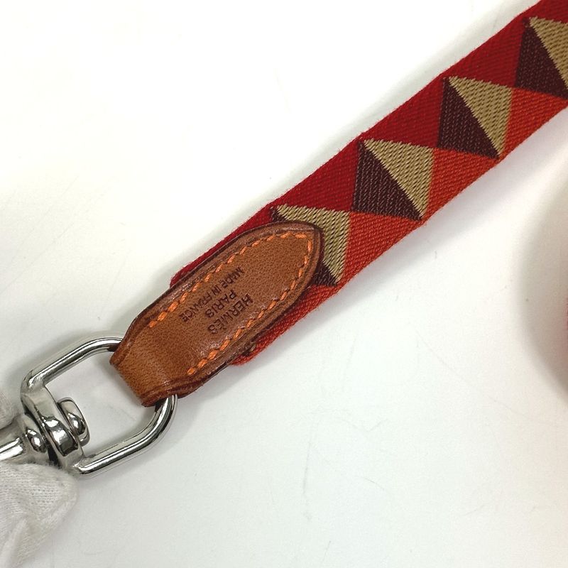 Hermes Lead Dog Lead Medor Slim Canvas/leather Dark Irish Red