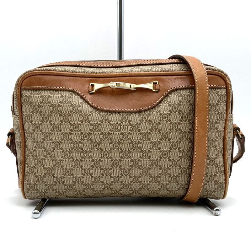 Celine Crossbody Shoulder Bag Vintage Beige Pvc/leather Ladies High Brand