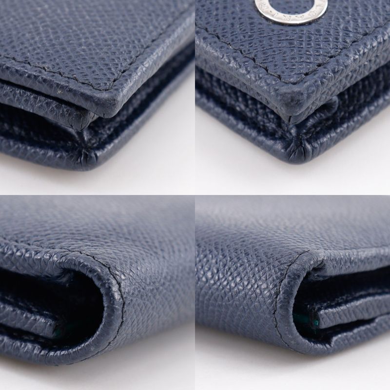 Bvlgari Leather Black/green Men's Long Wallet