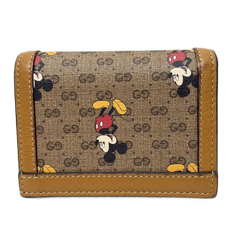 Gucci Bifold Wallet Micro GGGG Plus GG Supreme 602534 Brown X Light Brown X