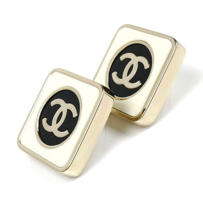 Chanel Metal Coco Mark Square Earrings Ab9777 Ladies Preowned