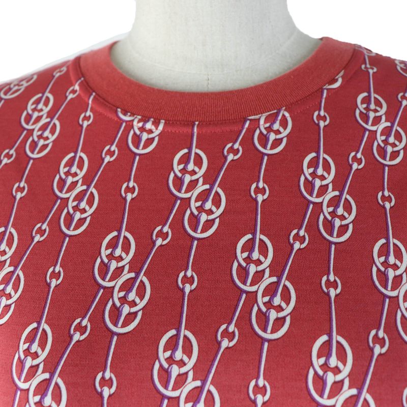 Hermes 2022ss 2e4501dg 100% Cotton Cliquetis Pattern Short Sleeves Dress Red 34