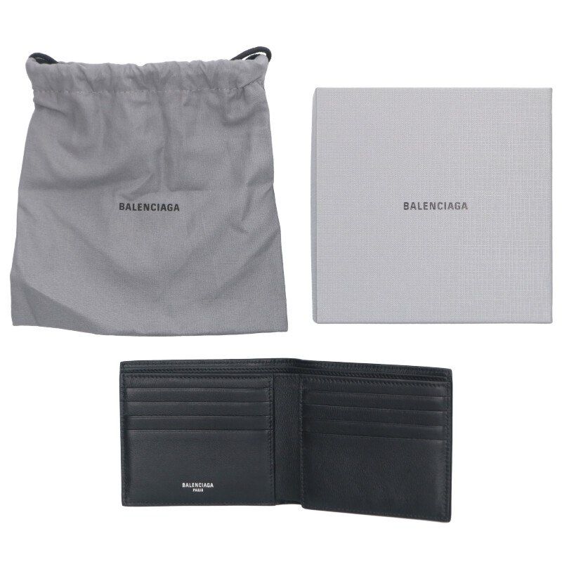 Balenciaga 8463312ab4y-1000 Passport Square Folded Wallet For Men