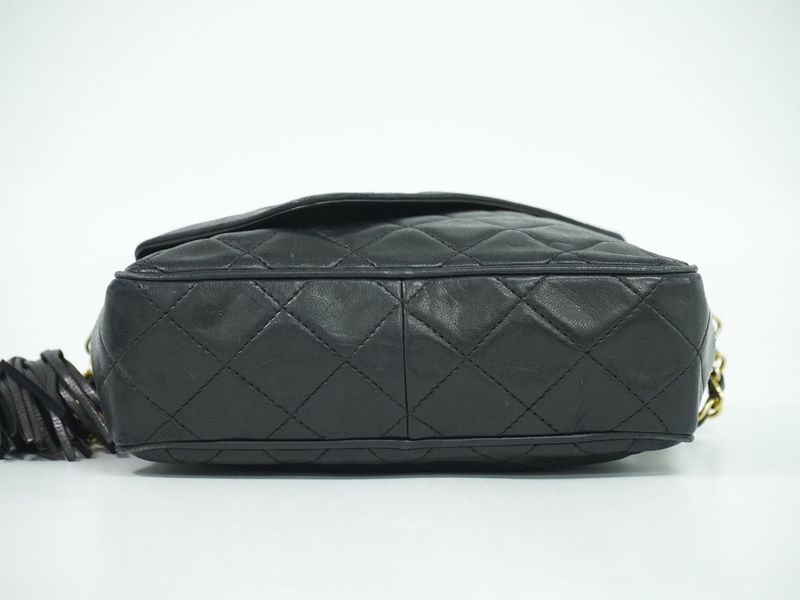 Authentic Chanel Coco Mark Matelasse Tassel Chain Shoulder Bag Pochette