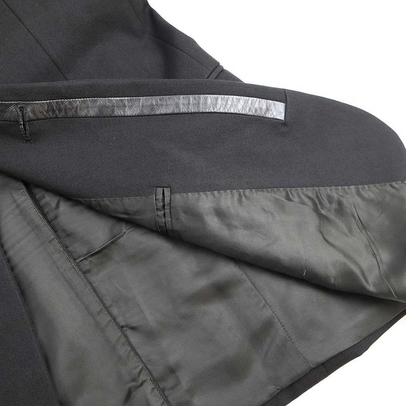 Dior Homme Dior Homme 2002aw Reflection Leather Trimmed Wool Long Jacket