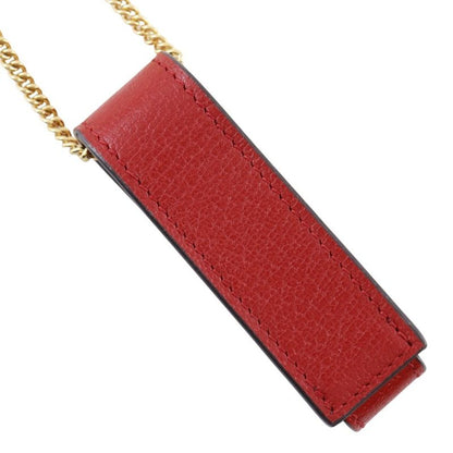 Gucci Lipstick Case Double G Pendant 615998 Calf Red Women's Other Accessories