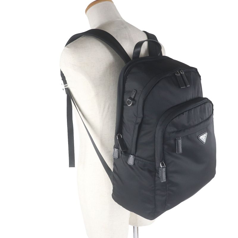 Prada 2vz048 Re-nylon Saffiano Leather Triangle Logo Triangle Plate Backpack