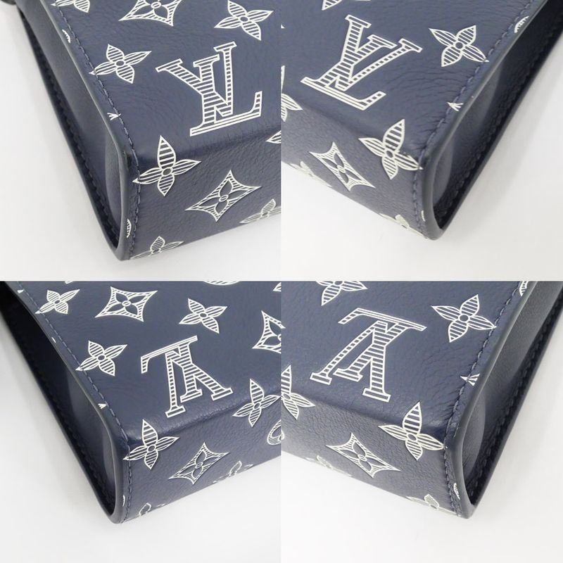 Louis Vuitton Monogram Shadow Gaston-wearable Wallet M83384 Navy-shoulde