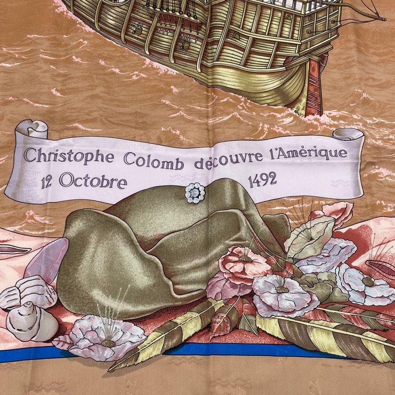 Hermes Scarf Carre 90 Silk Christophe Colomb Decouvre 1 Amerique 12 Octobre