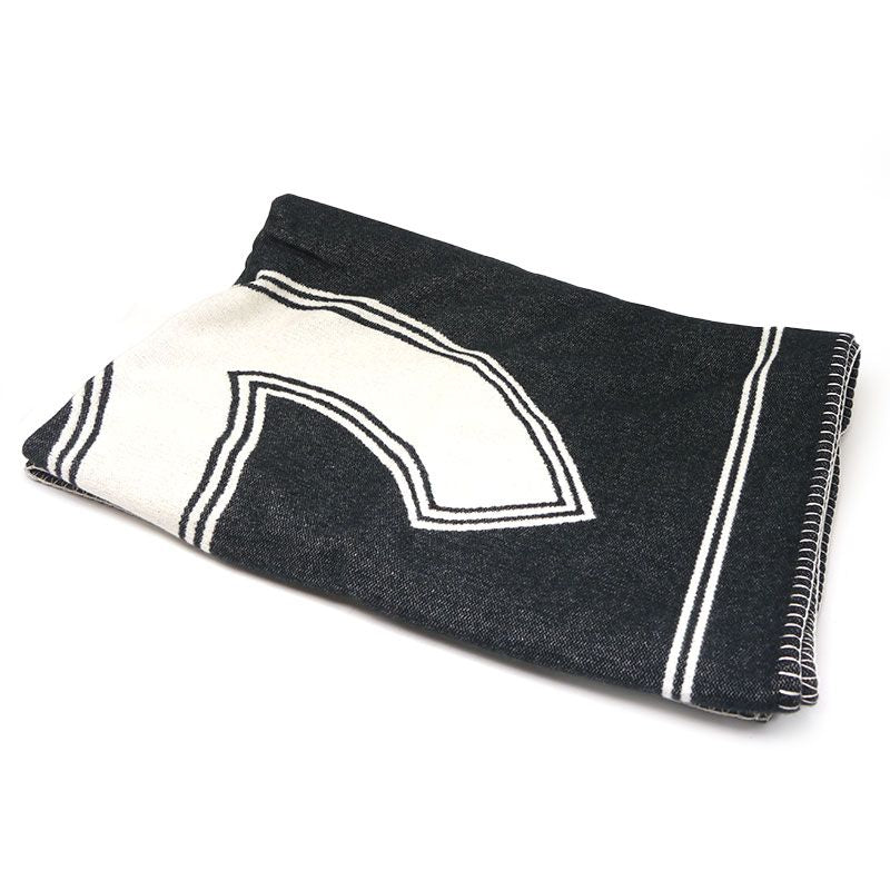 Chanel Blanket Coco Mark Monotone Wool Cashmere Large Size