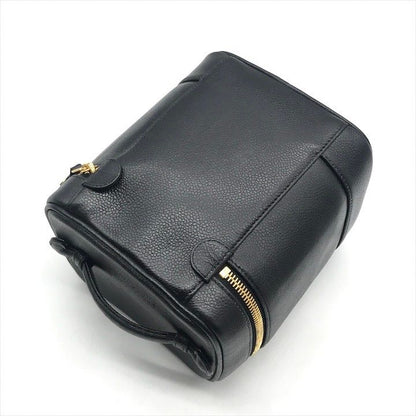 Chanel CC Logo Caviar Leather Vanity Hand Bag Black