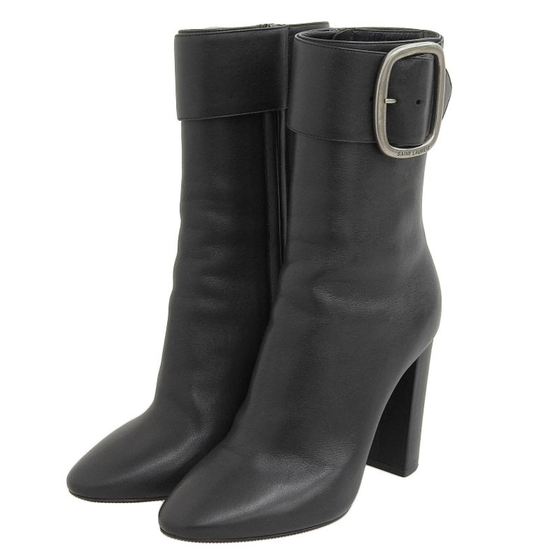 Saint Laurent 2020 Item 529330 Leather Belted Short Ankle Boots 36.5 23-23.5cm
