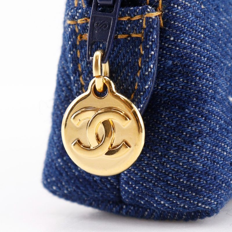 Chanel Coco Mark Mini Pouch 97P A02789x03304 Denim Blue Ladies Pouch