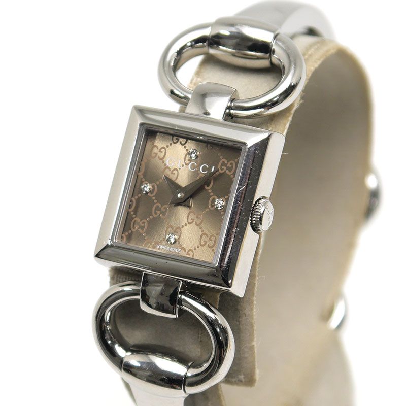 Gucci Tornavoni Quartz 4P Diamonds SS Brown Dial