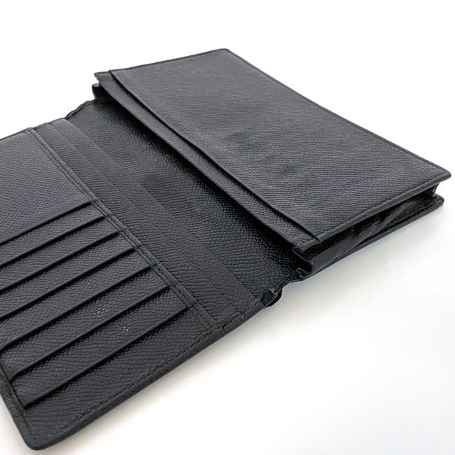 Bulgari Bifold Long Wallet Black Wallet Leather Preowned Bvlgari Billfold