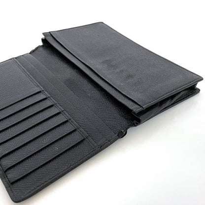 Bulgari Bifold Long Wallet Black Wallet Leather Preowned Bvlgari Billfold