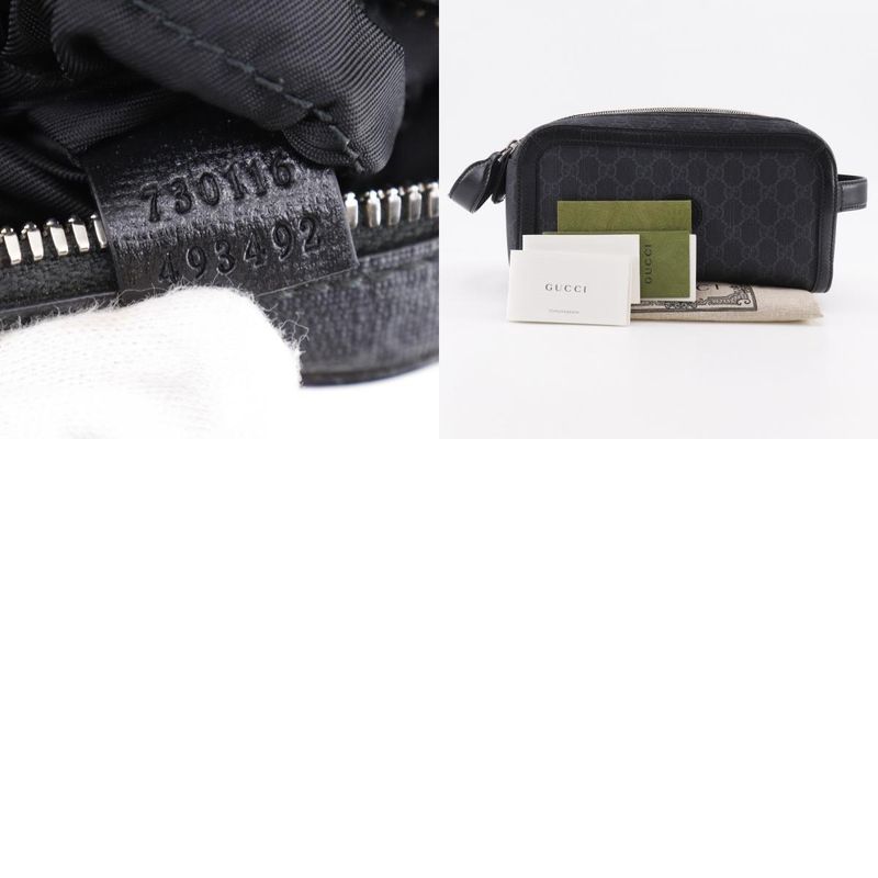 Gucci Interlocking G 730116 GG Supreme Canvas Black Men's Second Bag