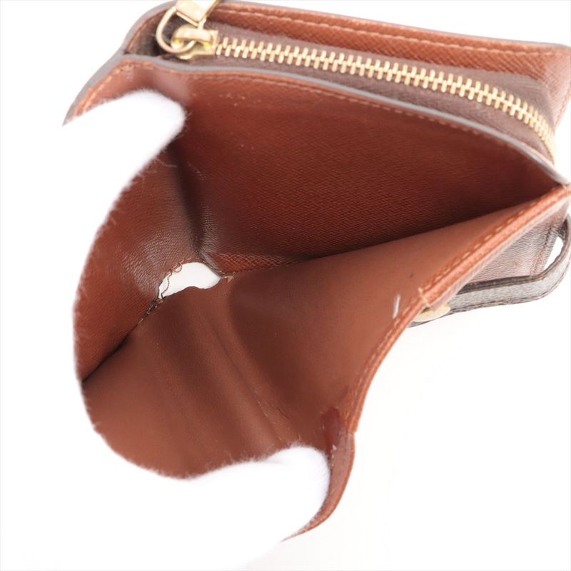 Louis Vuitton Monogram Compact Zip Fold Wallet M61667 Brown Made In France