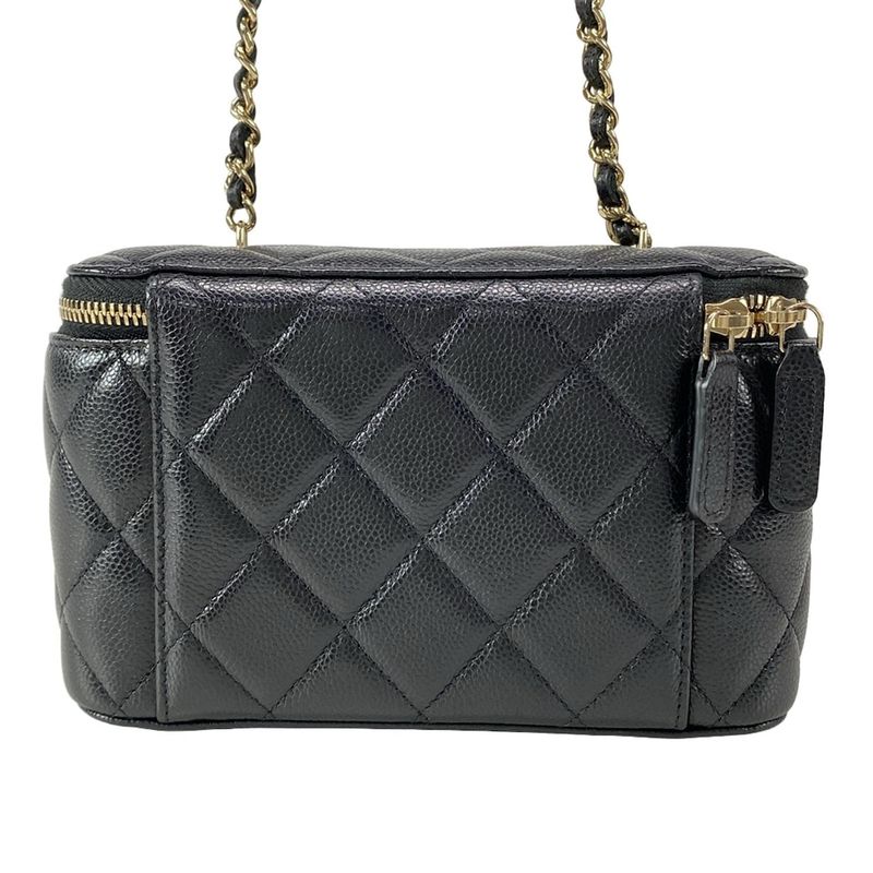 Chanel Vanity Bag Matelasse Ap1341 Black Chain Shoulder/gold Hardware
