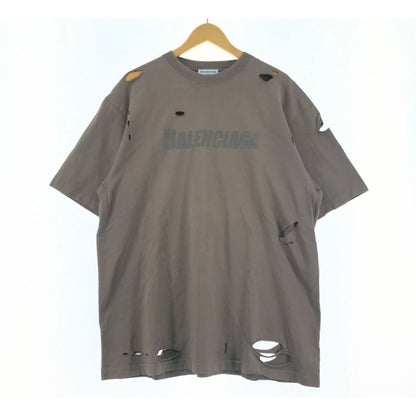 Balenciaga Destroyed Flatground T-Shirt Distressed Size XXS Olive