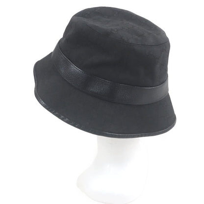 Gucci 576587 GG Canvas GG Marmont Logo Gold Hardware Bucket Hat Black L/59cm