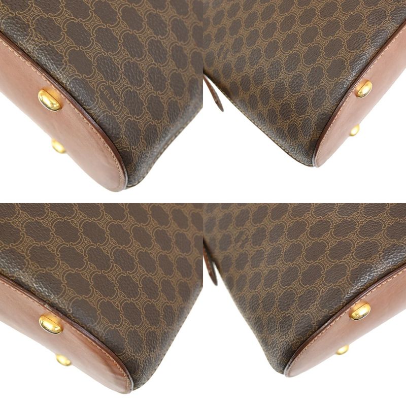 Celine Handbag Macadam Pattern Leather PVC Brown 64ka850