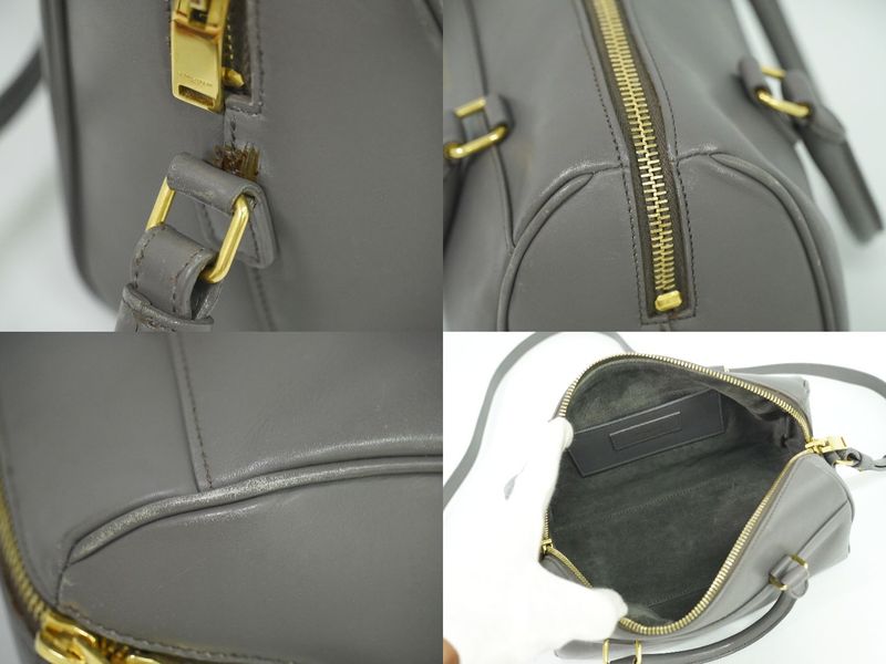 Authentic Saint Laurent Baby Duffle 2WAY Shoulder Bag Handbag Pochette Leather