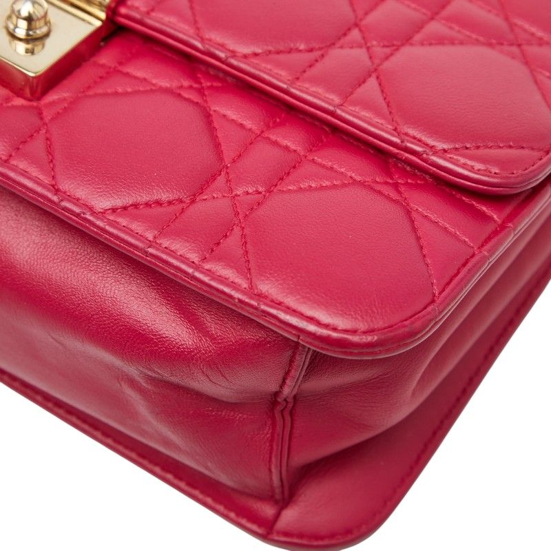 Dior Cannage Chain Shoulder Bag Pink Leather Women's Dior