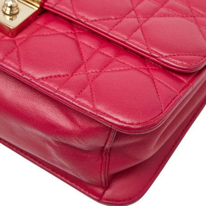 Dior Cannage Chain Shoulder Bag Pink Leather Women's Dior