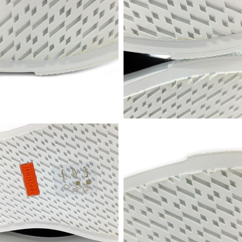 Hermes Iriko High Cut Sneakers - Description 38 Black White Cotton