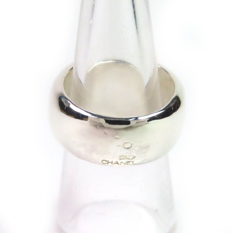 CHANEL Sv925 Logo Engraved Wide Ring Silver Size Approx 13 16.9g Weight Ladies