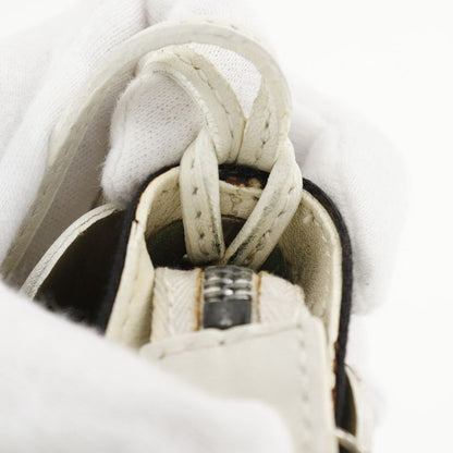 Celine Flower Leather And Canvas Off-white/black Women's Shoulder Bag