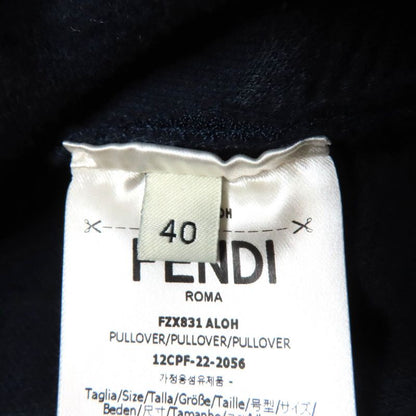 Fendi 2022 Fzx831 FF Logo Crewneck Cropped Long Sleeve Knit Navy 40 Made In