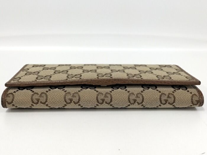 Gucci Bifold Long Wallet In GG Canvas Beige Brown 346058