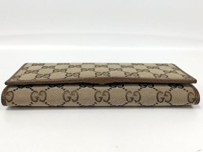 Gucci Bifold Long Wallet In GG Canvas Beige Brown 346058