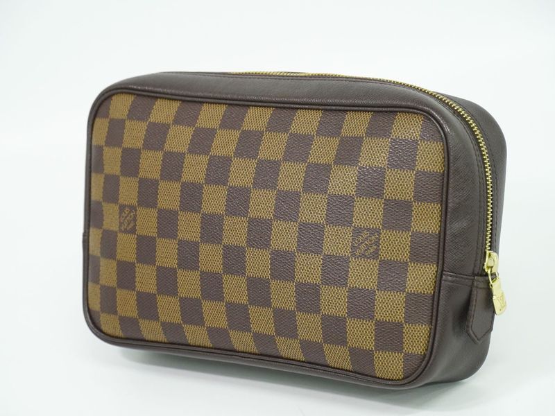 Authentic Louis Vuitton LV Trousse Toilette Damier Ebène Pouch Cosmetic Pouch