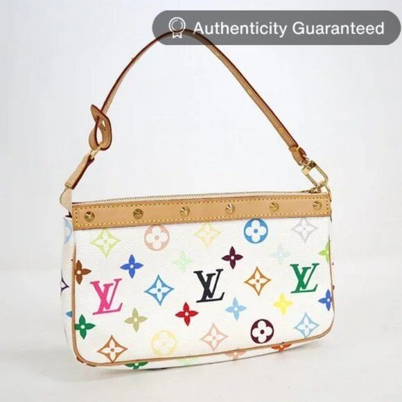 Louis Vuitton Monogram Multicolor Murakami Pochette Pouch Bag Accessories White