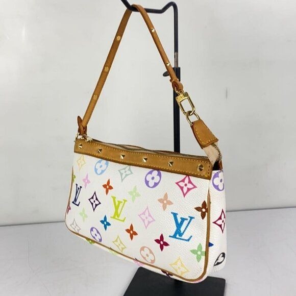 Louis Vuitton Monogram Multicolor Murakami Pochette Pouch Bag Accessories White