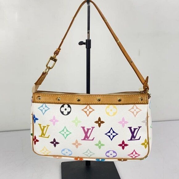 Louis Vuitton Monogram Multicolor Murakami Pochette Pouch Bag Accessories White