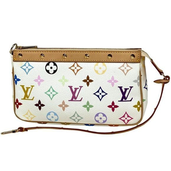 Louis Vuitton Monogram Multicolor Murakami Pochette Pouch Bag Accessories White