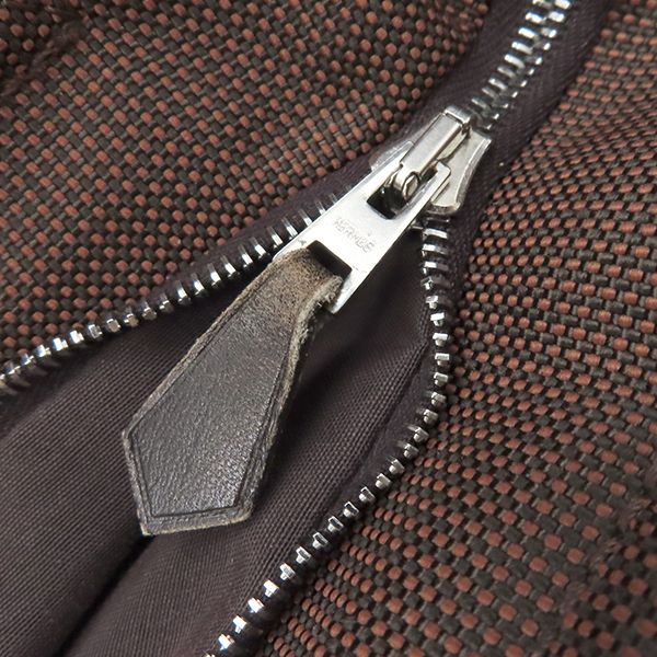 Hermes Tote Bag Her Line Cabas Canvas Brown Silver Hardware Brown